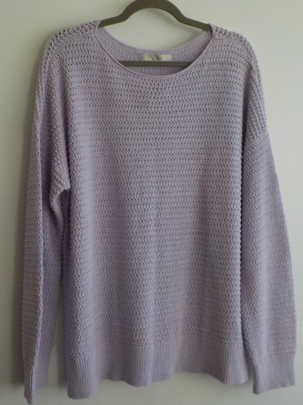 LOFT Sweater - X-Large - NWT - Lilac Purple COTTON Blend Long Sleeve (2474)
